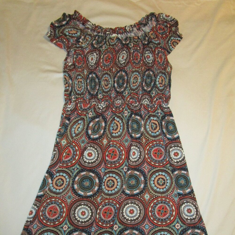 EUC NorthStyle Women's Size 6 Ruched Mandala Dress, Autum / Fall Colors